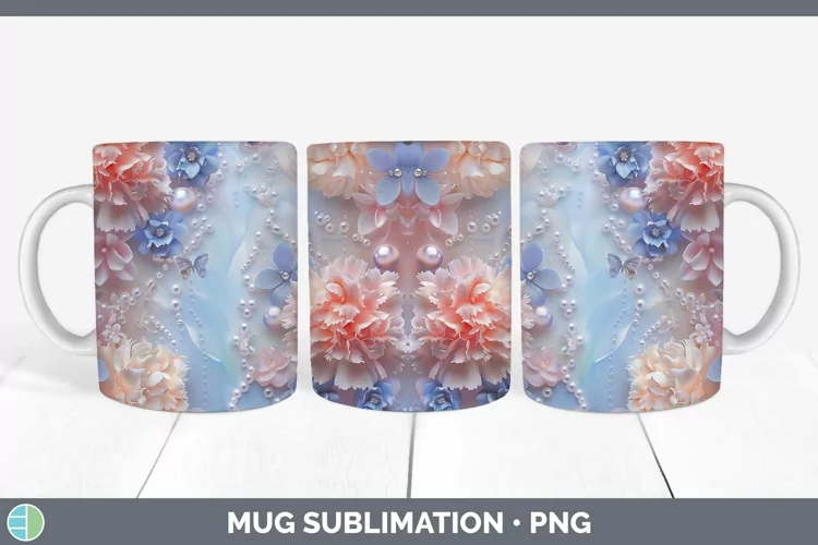 Enchanted Flowers 3D Carnation Mug Wrap Sublimation Coffee C