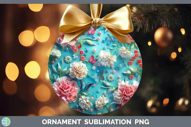 Enchanted Flowers 3D Carnation Ornament Sublimation Bauble D