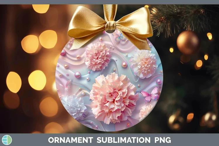 Enchanted Flowers 3D Carnation Ornament Sublimation Bauble D