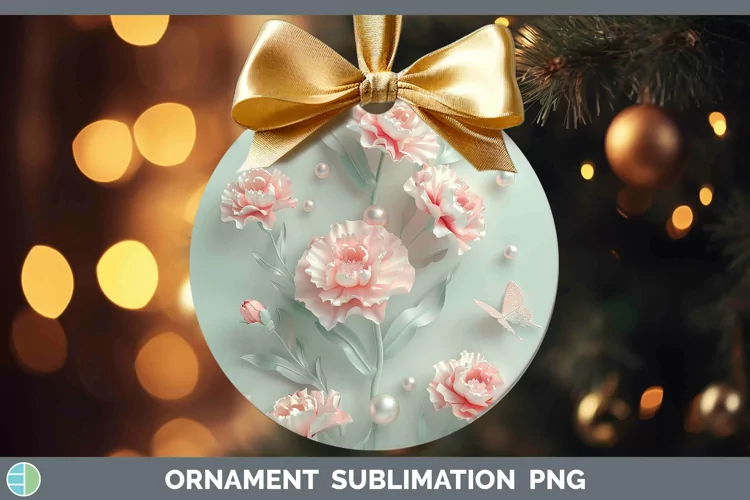 Enchanted Flowers 3D Carnation Ornament Sublimation Bauble D