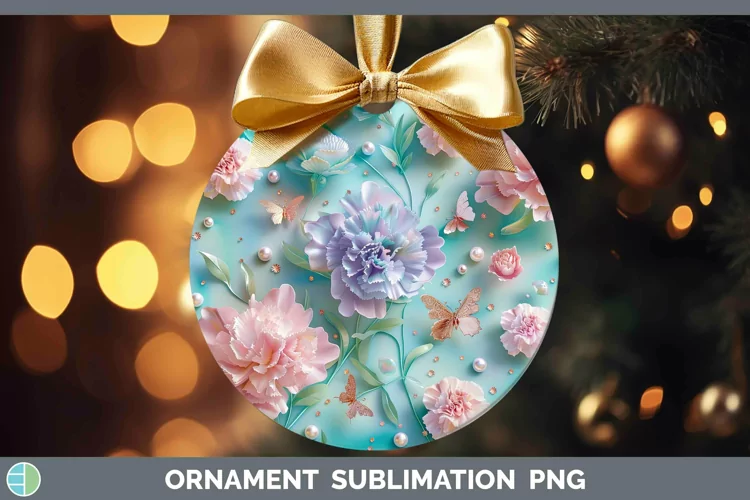 Enchanted Flowers 3D Carnation Ornament Sublimation Bauble D