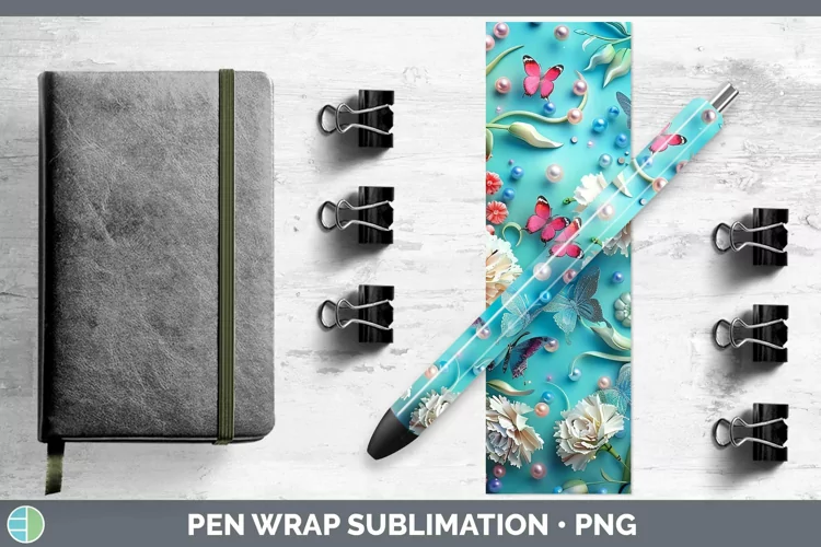 Enchanted Flowers 3D Carnation Pen Wrap Sublimation Epoxy Pe