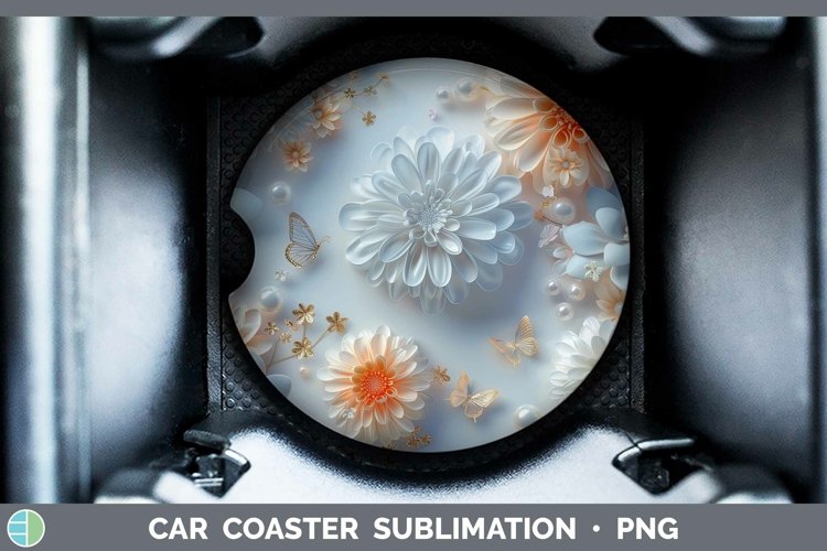 GorgeousEnchanted Flowers 3D Car Coaster design.