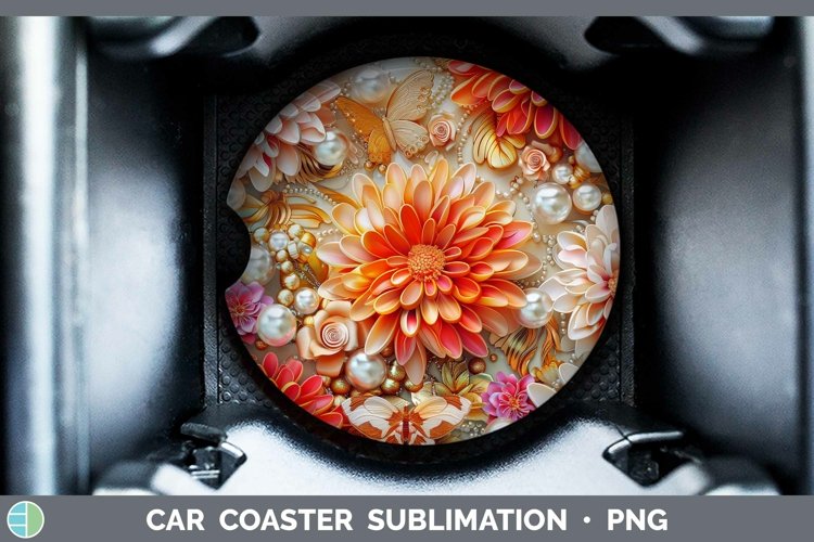 GorgeousEnchanted Flowers 3D Car Coaster design.