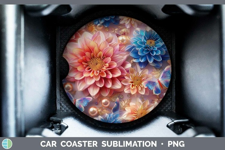 Enchanted Flowers 3D Chrysanthemum Car Coaster Sublimation C