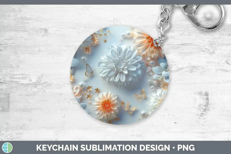 Enchanted Flowers 3D Chrysanthemum Keychain Sublimation Keyr