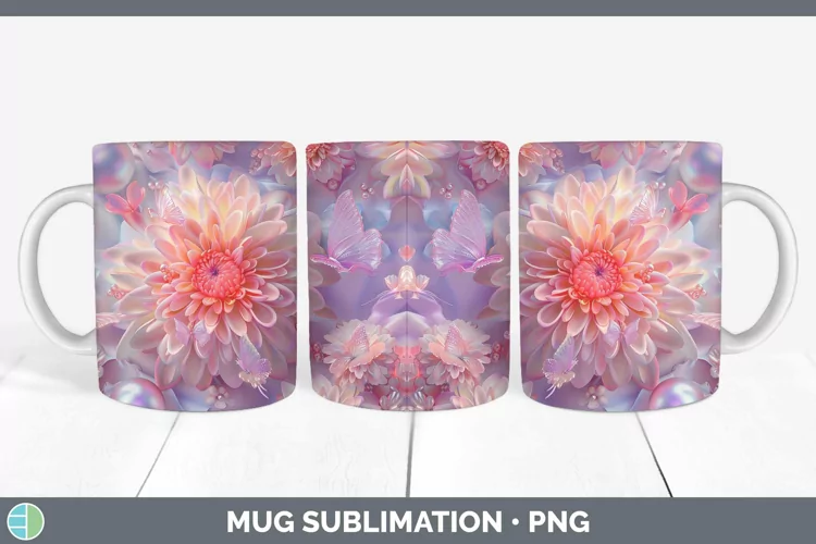 Enchanted Flowers 3D Chrysanthemum Mug Wrap Sublimation Coff