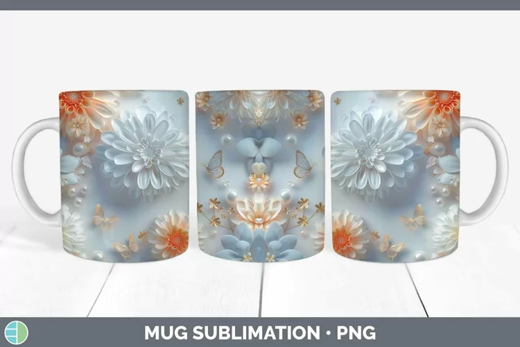 Enchanted Flowers 3D Chrysanthemum Mug Wrap Sublimation Coff