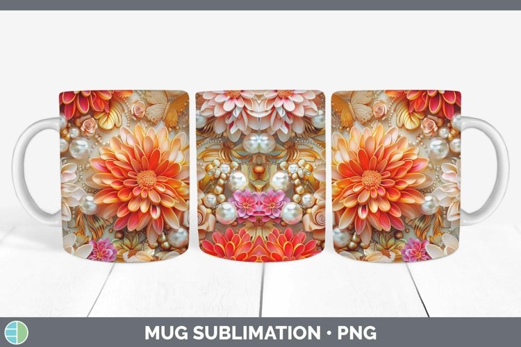 GorgeousEnchanted Flowers 3D Mug Wrap design.