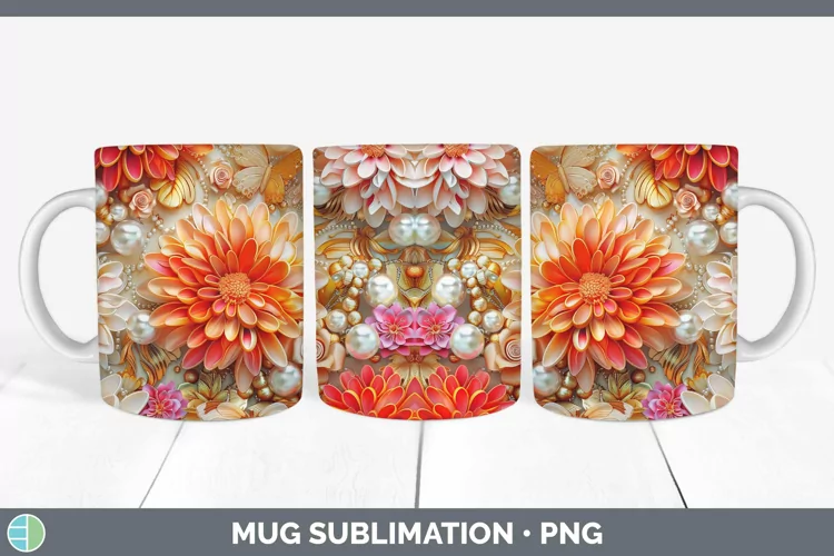 Enchanted Flowers 3D Chrysanthemum Mug Wrap Sublimation Coff