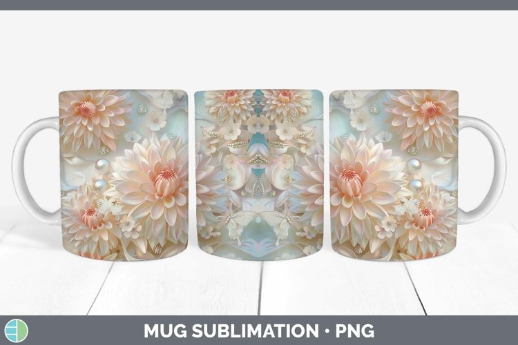 Enchanted Flowers 3D Chrysanthemum Mug Wrap Sublimation Coff