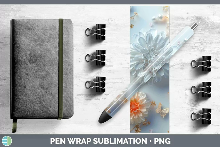 Enchanted Flowers 3D Chrysanthemum Pen Wrap Sublimation Epox