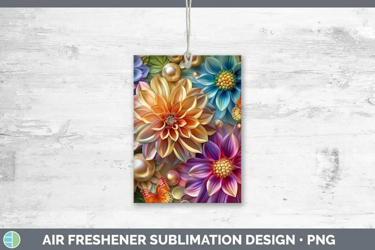 Enchanted Flowers 3D Dahlia Air Freshener Sublimation Car Fr
