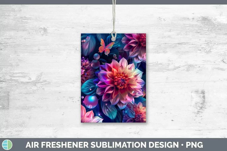 Enchanted Flowers 3D Dahlia Air Freshener Sublimation Car Fr