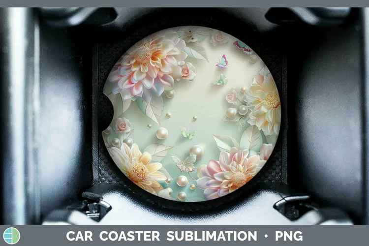 Enchanted Flowers 3D Dahlia Car Coaster Sublimation Coaster