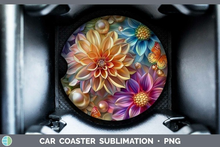 GorgeousEnchanted Flowers 3D Car Coaster design.