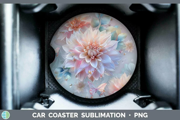 Enchanted Flowers 3D Dahlia Car Coaster Sublimation Coaster