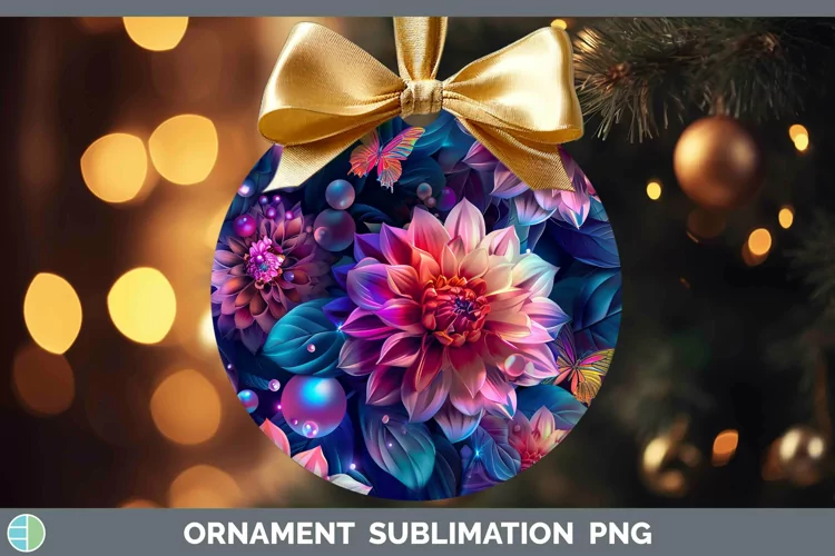 Enchanted Flowers 3D Dahlia Ornament Sublimation Bauble Desi