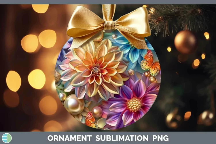 Enchanted Flowers 3D Dahlia Ornament Sublimation Bauble Desi