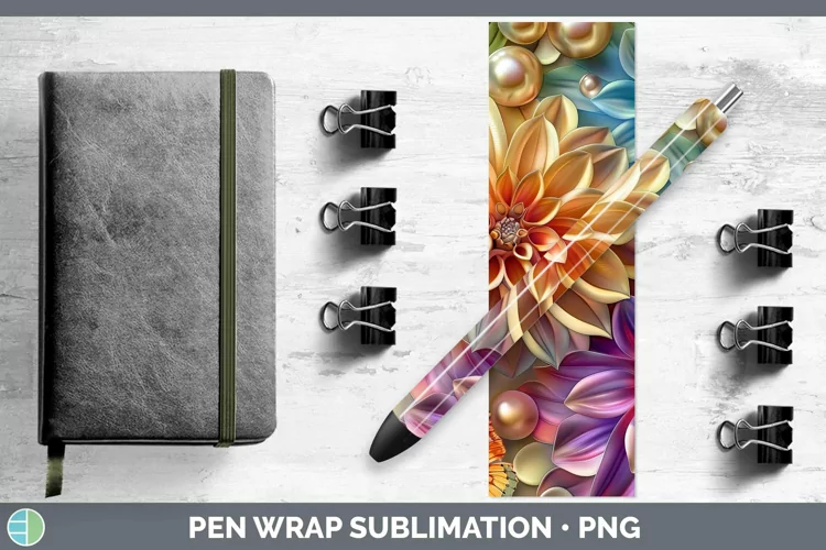 Enchanted Flowers 3D Dahlia Pen Wrap Sublimation Epoxy Pen D