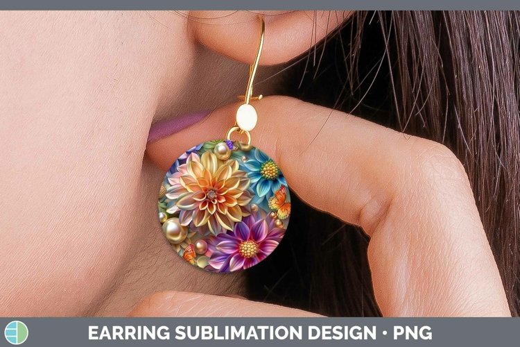 GorgeousEnchanted Flowers 3D Round Earrings design.