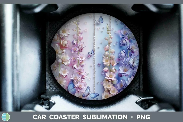 Enchanted Flowers 3D Delphinium Car Coaster Sublimation Coas