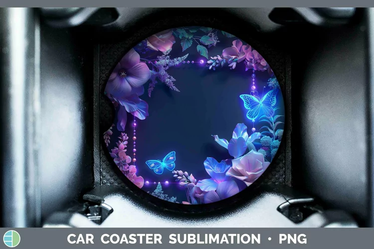 Enchanted Flowers 3D Delphinium Car Coaster Sublimation Coas
