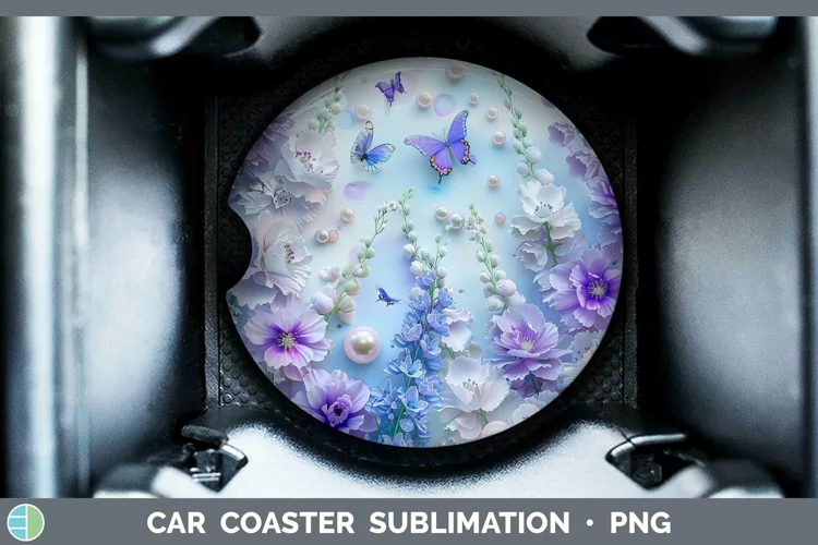 Enchanted Flowers 3D Delphinium Car Coaster Sublimation Coas