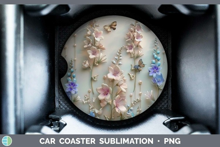 GorgeousEnchanted Flowers 3D Car Coaster design.