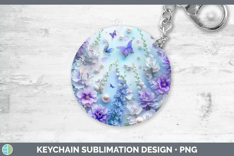 Enchanted Flowers 3D Delphinium Keychain Sublimation Keyring