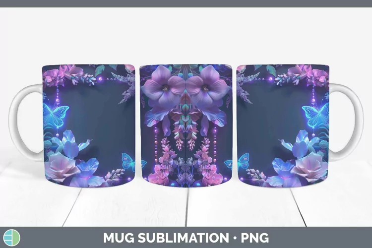 Enchanted Flowers 3D Delphinium Mug Wrap Sublimation Coffee