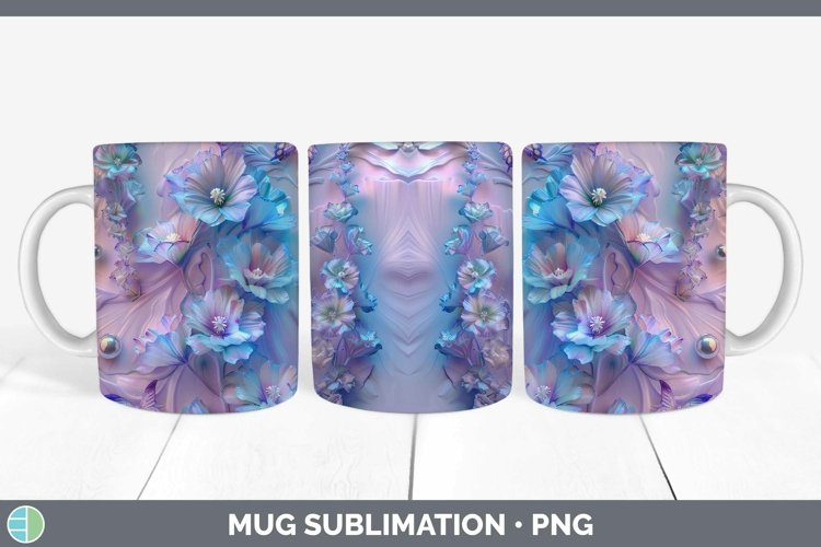Enchanted Flowers 3D Delphinium Mug Wrap Sublimation Coffee
