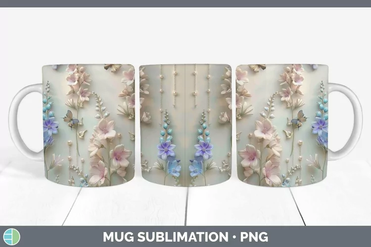 Enchanted Flowers 3D Delphinium Mug Wrap Sublimation Coffee