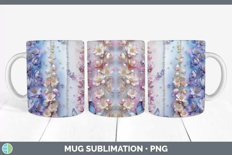 Enchanted Flowers 3D Delphinium Mug Wrap Sublimation Coffee