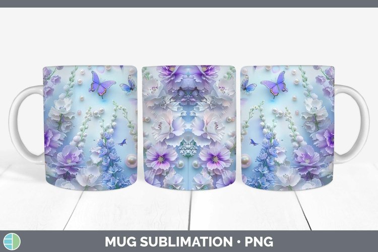 Enchanted Flowers 3D Delphinium Mug Wrap Sublimation Coffee