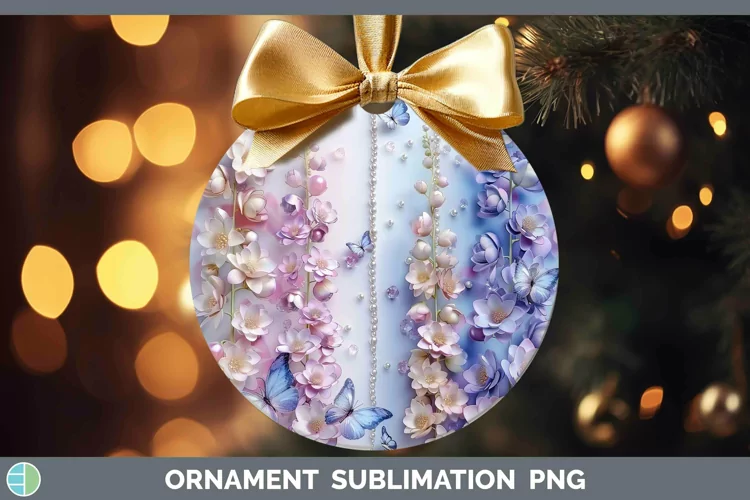 Enchanted Flowers 3D Delphinium Ornament Sublimation Bauble