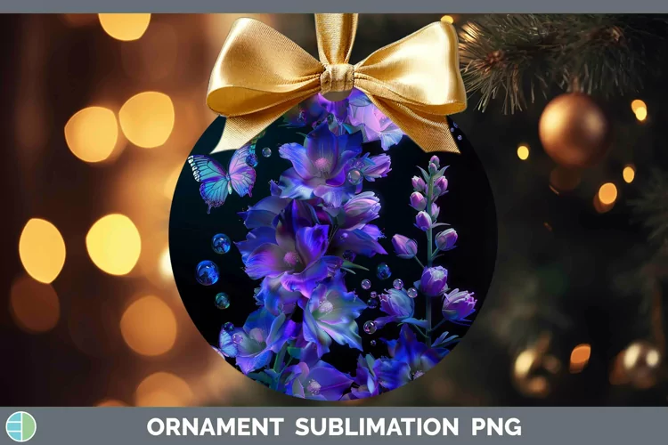 Enchanted Flowers 3D Delphinium Ornament Sublimation Bauble