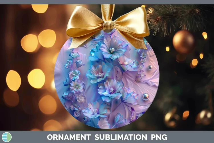 Enchanted Flowers 3D Delphinium Ornament Sublimation Bauble