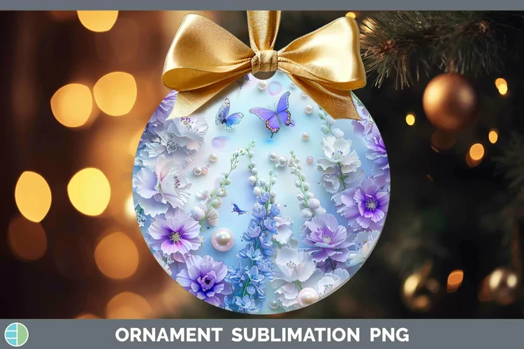 Enchanted Flowers 3D Delphinium Ornament Sublimation Bauble