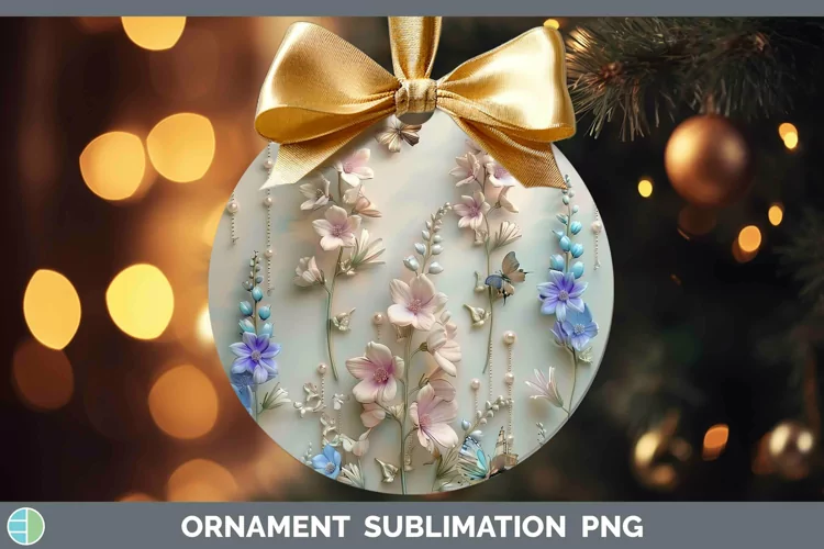Enchanted Flowers 3D Delphinium Ornament Sublimation Bauble