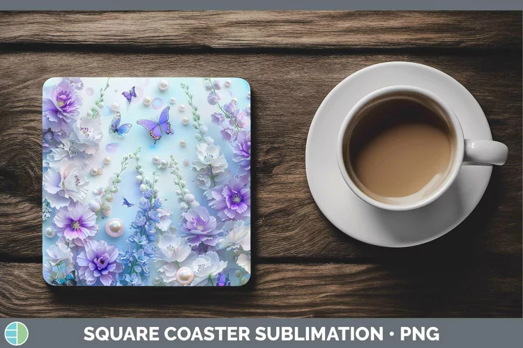 Enchanted Flowers 3D Delphinium Square Coaster Sublimation C