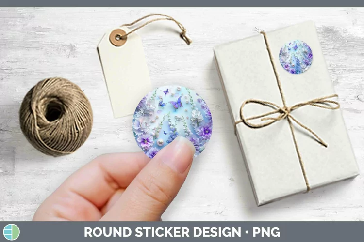 Enchanted Flowers 3D Delphinium Stickers | Round Labels Desi