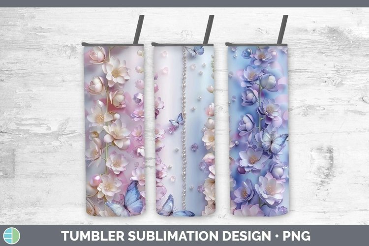Enchanted Flowers 3D Delphinium Tumbler Sublimation 20 oz Sk
