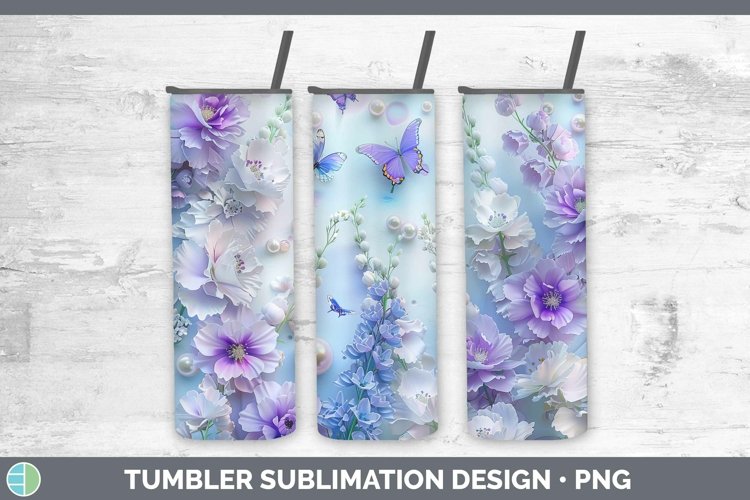 Enchanted Flowers 3D Delphinium Tumbler Sublimation 20 oz Sk