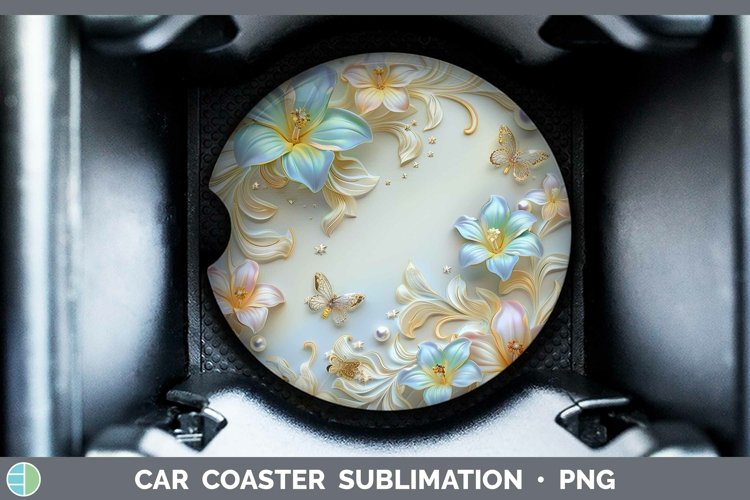 GorgeousEnchanted Flowers 3D Car Coaster design.
