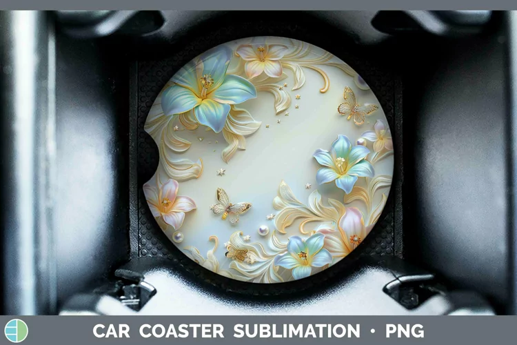 Enchanted Flowers 3D Freesia Car Coaster Sublimation Coaster