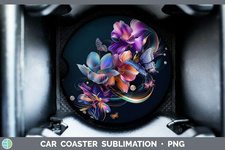 GorgeousEnchanted Flowers 3D Car Coaster design.