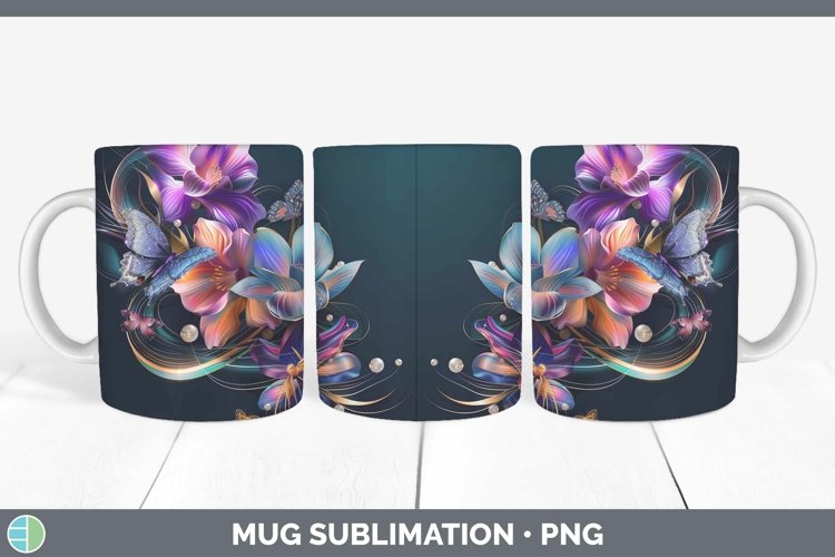 GorgeousEnchanted Flowers 3D Mug Wrap design.