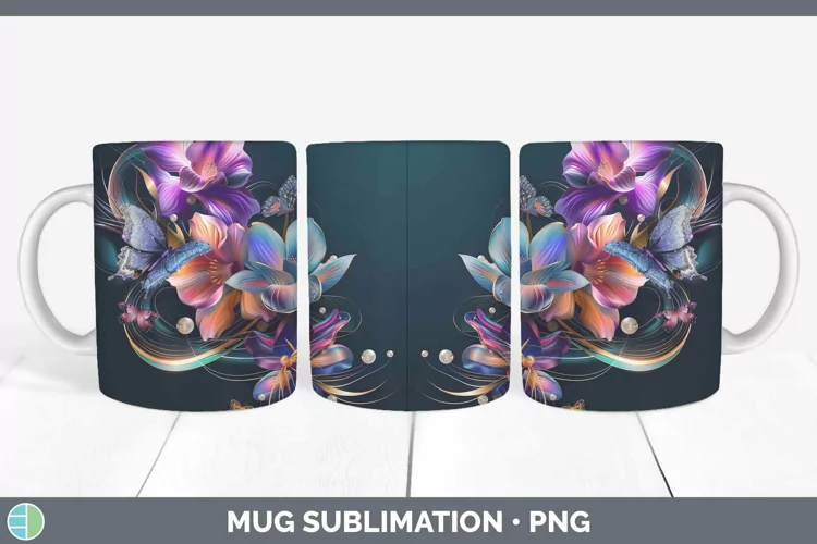 Enchanted Flowers 3D Freesia Mug Wrap Sublimation Coffee Cup