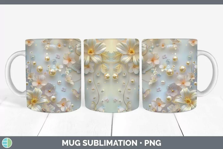 Enchanted Flowers 3D Freesia Mug Wrap Sublimation Coffee Cup